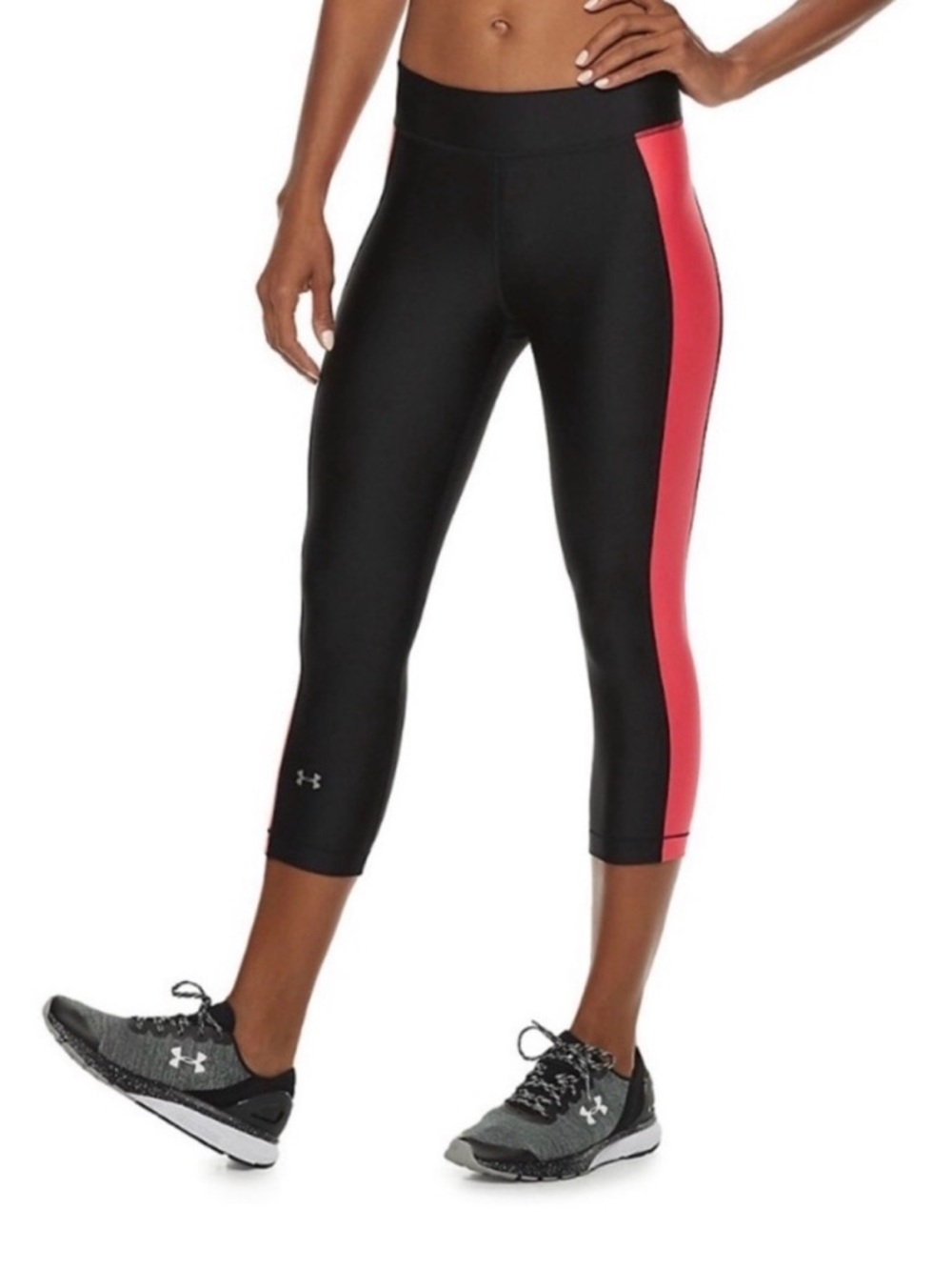 NWT Under Armour Heat Gear Capri Pink & Black Leggings -SZ XS